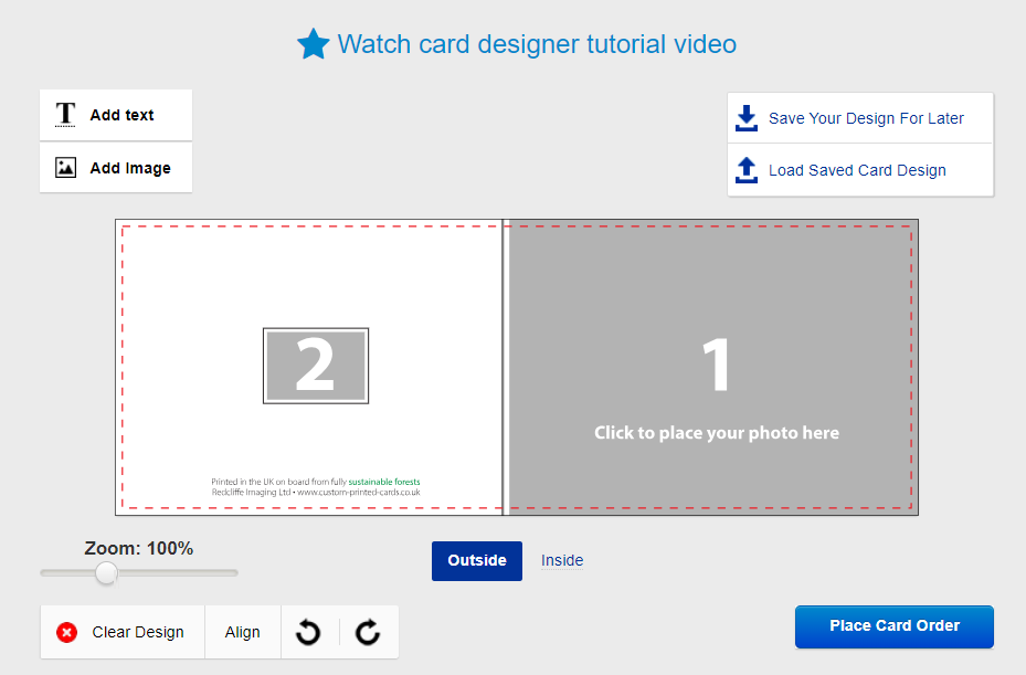 Redcliffe Imaging website with cards designer
